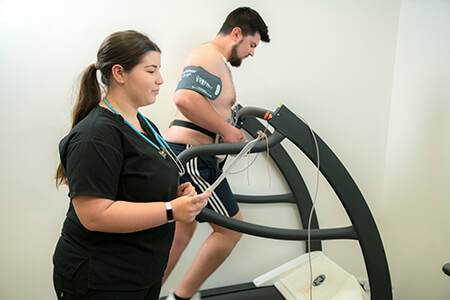 Man running and getting tested for a Exercise Stress Echocardiogram